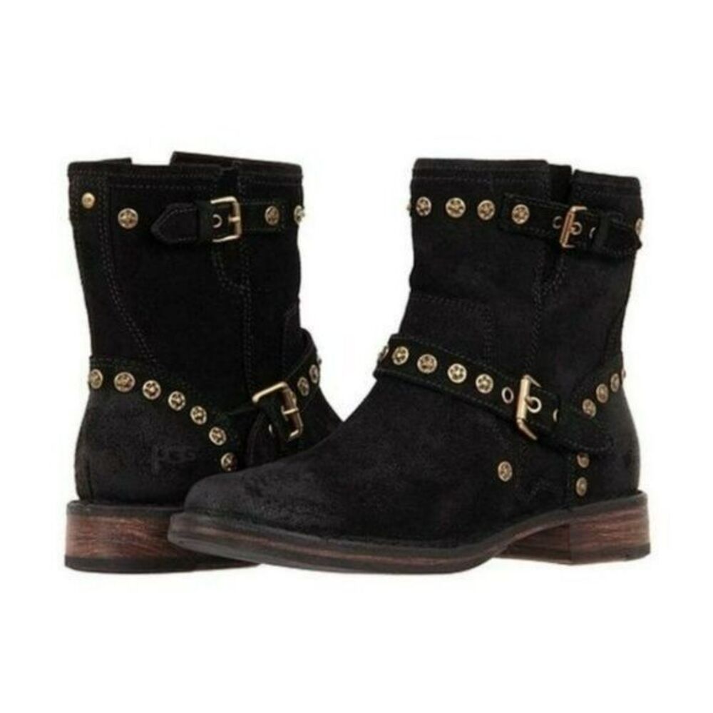 Ugg Fabrizia boots size 6.5 suede‎ studded moto combat biker style